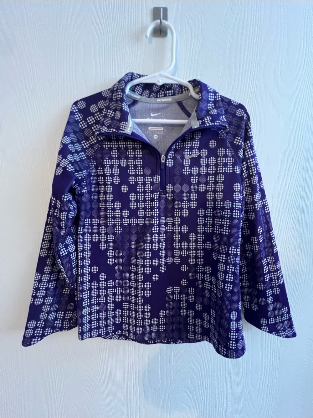Nike Purple Dot-Print Long Sleeve Half-Zip Top